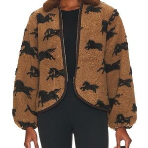 THE GREAT. Brown and Black Teddy Jacket